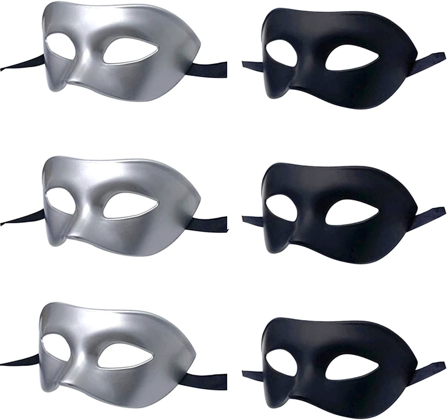 LECMACY Men Women Masquerade Mask, Venetian Rome Half Face Eyes Masks Mardi Gras Themed Party Costume Cosplay Sets-One Size Fits Most (3x(B+S) / 6pcs)