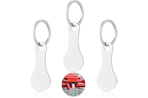 Andibro 3 Pieces Stainless Steel Shopping Trolley Token, Alloy Key Ring Quarter Holder Keychain Shopping Trolley Keyring