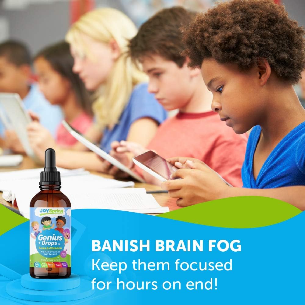 Best Natural Focus Supplement for Kids, Supports Healthy Brain Function to Improve Concentration & Attention for School, Great Tasting Liquid Calming Supplement, Made from 100% Herbs: Health & Personal Care