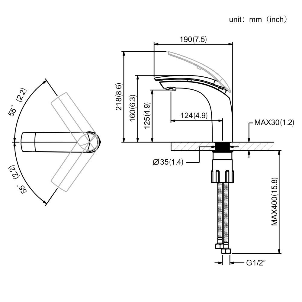 Weiß Chrom Badarmatur Waschtischarmatur Hochdruck Wasserhahn Bad