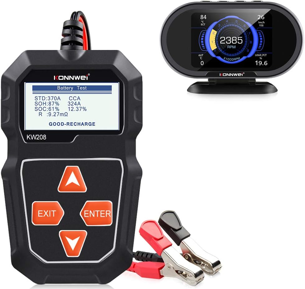 KONNWEI KW206 Car OBD2 HUD Gauge KW208 12V Car Battery Tester