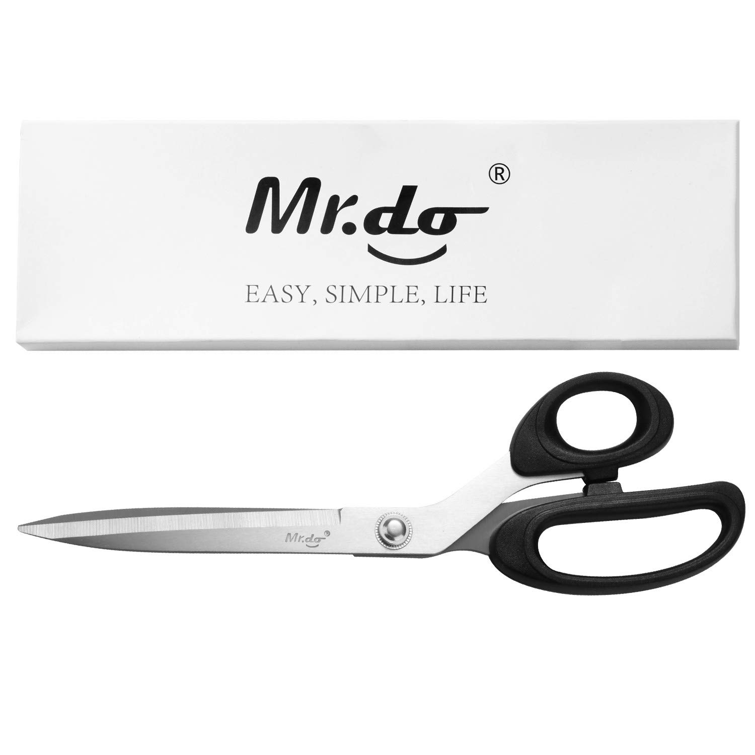 Mr.do Fabric Scissors Textile with Ultra Sharp Blades and Comfort Grip Handles for Cutting Clothes Leather Paper All-Purpose for Sewing Arts Crafts Home Office School, Stainless Steel 10 Inch