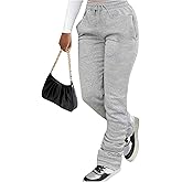 GORGLITTER Women's Stacked Baggy Sweatpants Y2K Drawstring Waist Flared Jogger Pants