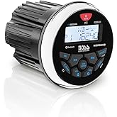 BOSS Audio Systems MGR350B Marine Boat Stereo Gauge Receiver – Bluetooth Head Unit, No CD DVD Player, Built-in 4 Channel Amplifier, Weatherproof, USB, USB Charging