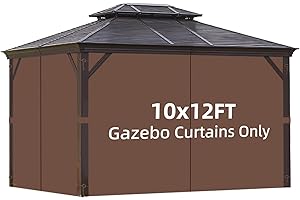 Homegroove Gazebo Curtains Outdoor Waterproof 10 * 12ft, Privacy Curtains 4-Panels, Gazebo Replacement with Zipper for Garden