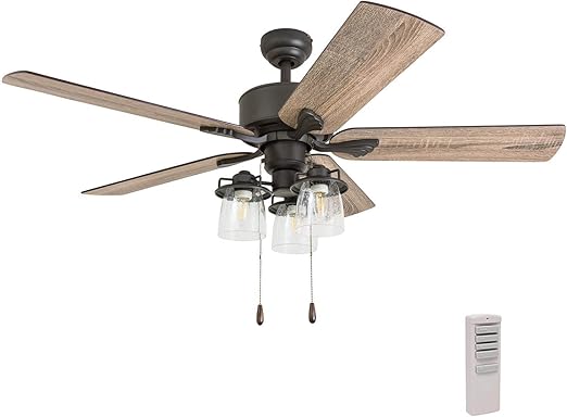Prominence Home 50683 01 River Run Farmhouse Ceiling Fan 3 Speed Remote 52 Barnwood Tumbleweed Aged Bronze