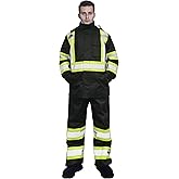 sesafety Hi Vis Rain Jacket, Rain Suits for Men Waterproof withBlack Bottom, Rain Coats for Men Interior Mesh, Class 3 HighVisibility Rain Gear,Removable Hood