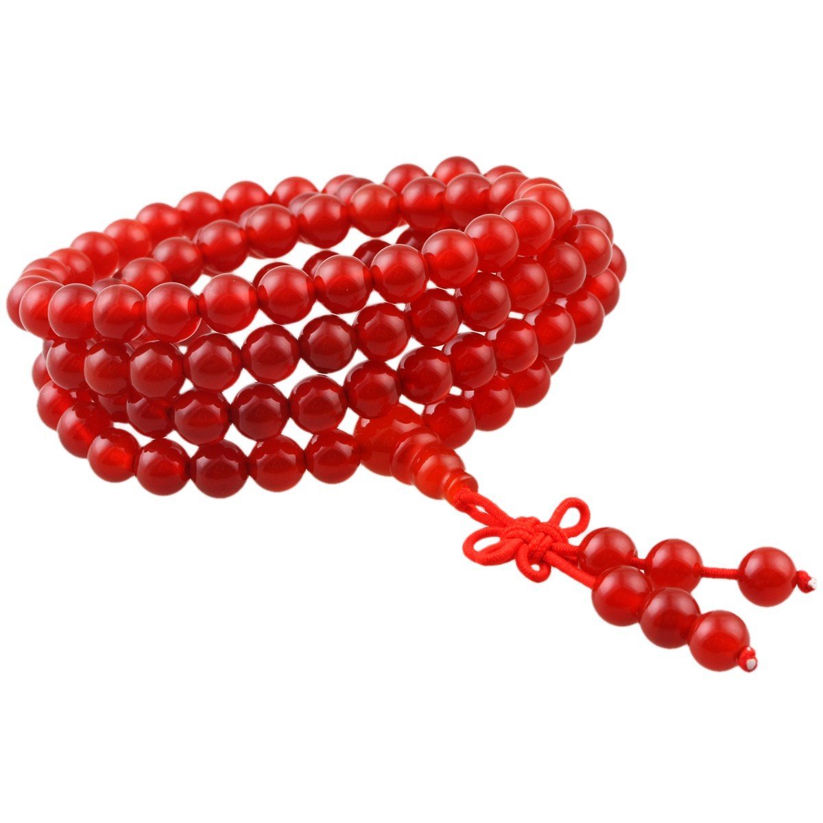 Shanxing 6mm Carnelian Crystal 108 Prayer Beads Mala Wrap Bracelet for Women Men, Red Worry Beads Healing Crystal Bracelet Tibetan Buddhist Jewellery Gift Buddha Reiki Meditation Stone Necklace