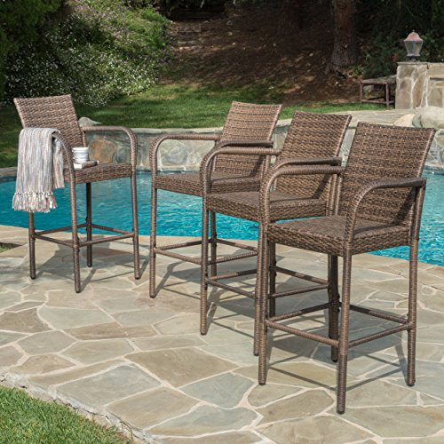 Stewart Outdoor Wicker Bar Stool (Mix Mocha)(Set of 4)