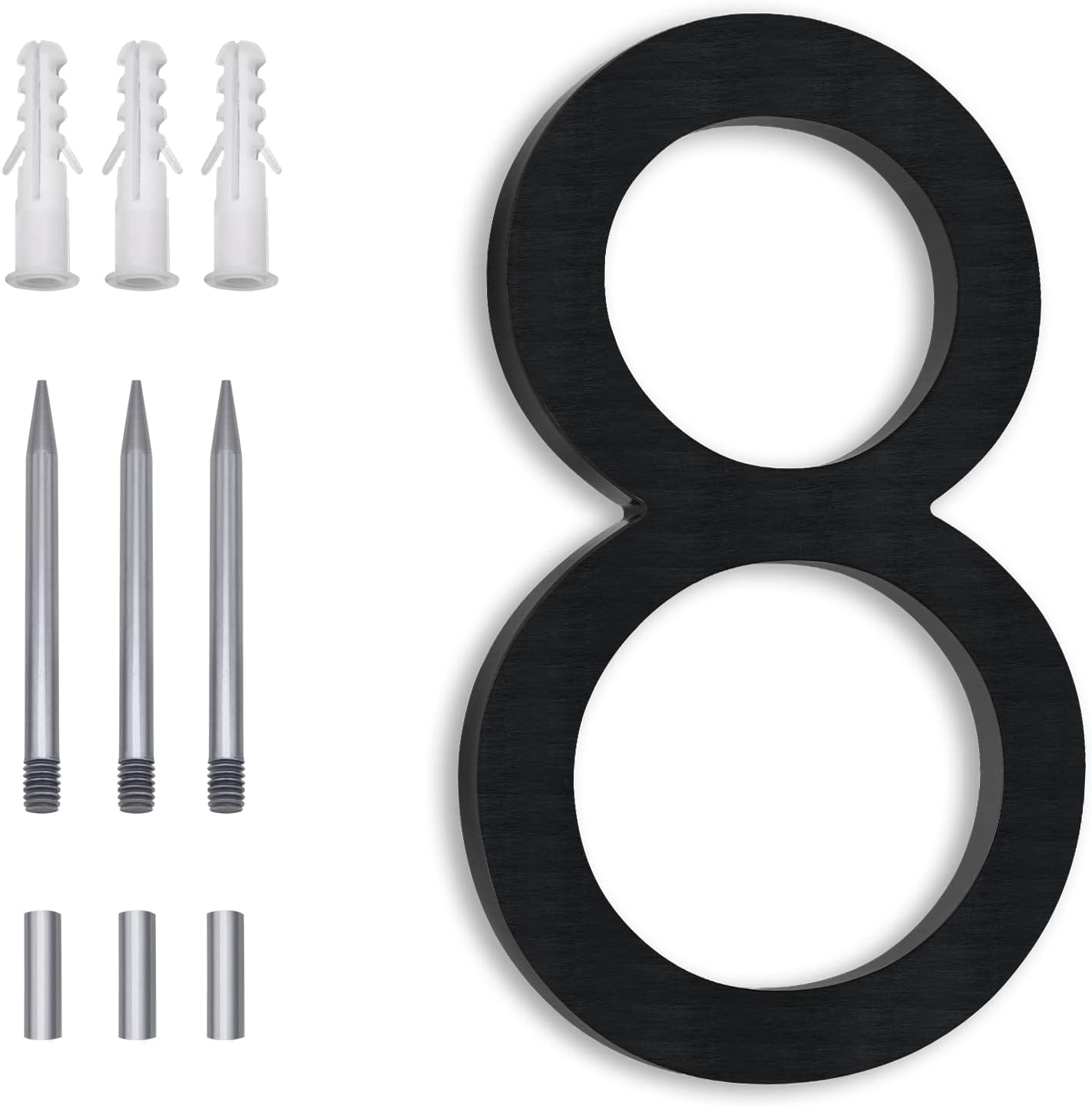 Address Signs - 8 Inch Numbers For Address On House, Modern House Numbers Metal Black address Street Large Modern House Numbers Floating Mount Or Flush Mount Aluminum Home Door Number 8