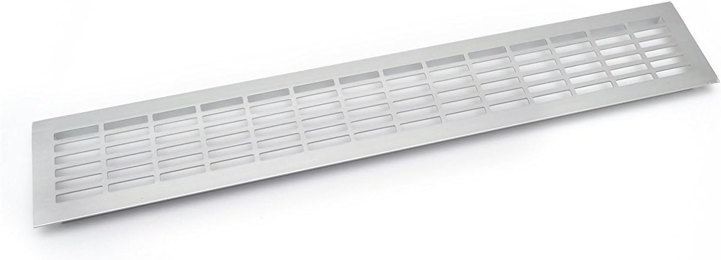 KITCHEN WORKTOP / PLINTH HEAT VENT GRILL ALUMINIUM 480 x 80 mm, Silver