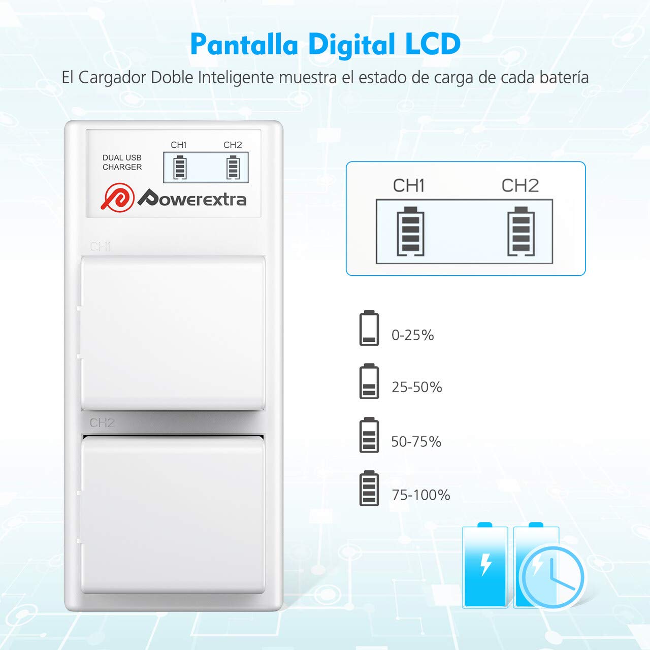 Powerextra Estación de Cargador de Batería Arlo, Cargador de Batería Dual con Adaptador para Arlo Pro, Arlo Pro 2, Arlo GO Cámara de Seguridad Arlo Light