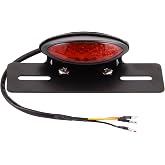 GOOFIT Motorcycle LED Tail Light Integrated License Plate Rear Brake Lamp Cafe Racer Bobber Smoky Lens（Red）