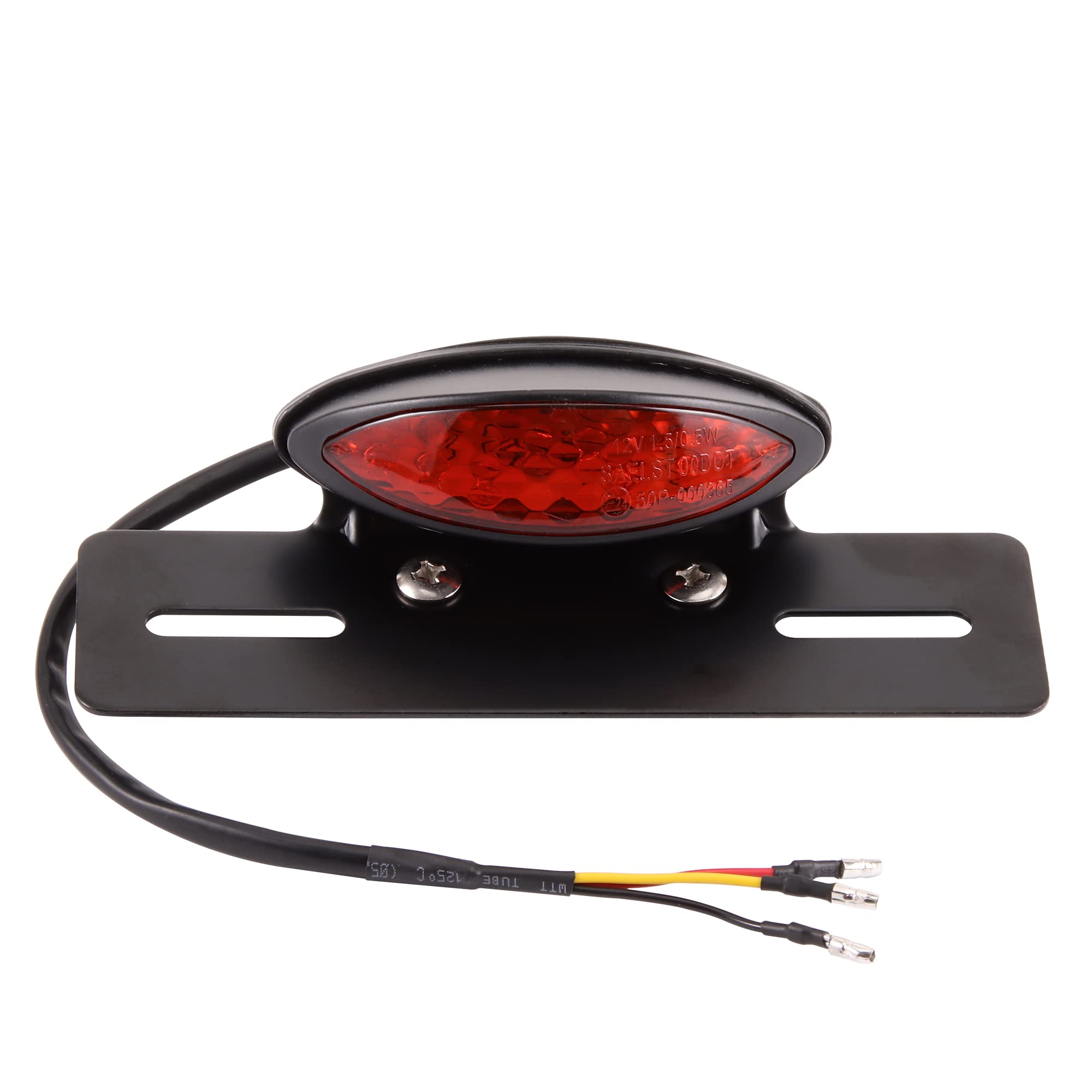 GOOFIT Motorcycle LED Tail Light Integrated License Plate Rear Brake Lamp Smoky Lens Replacement For Scooter Red