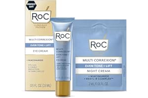 RoC Multi Correxion 5 in 1 Anti-Aging Eye Cream for Puffiness, Under Eye Bags & Dark Circles, Skin Care Treatment with Shea Butter, (.5 oz) with Night Cream Packette (Packaging May Vary)