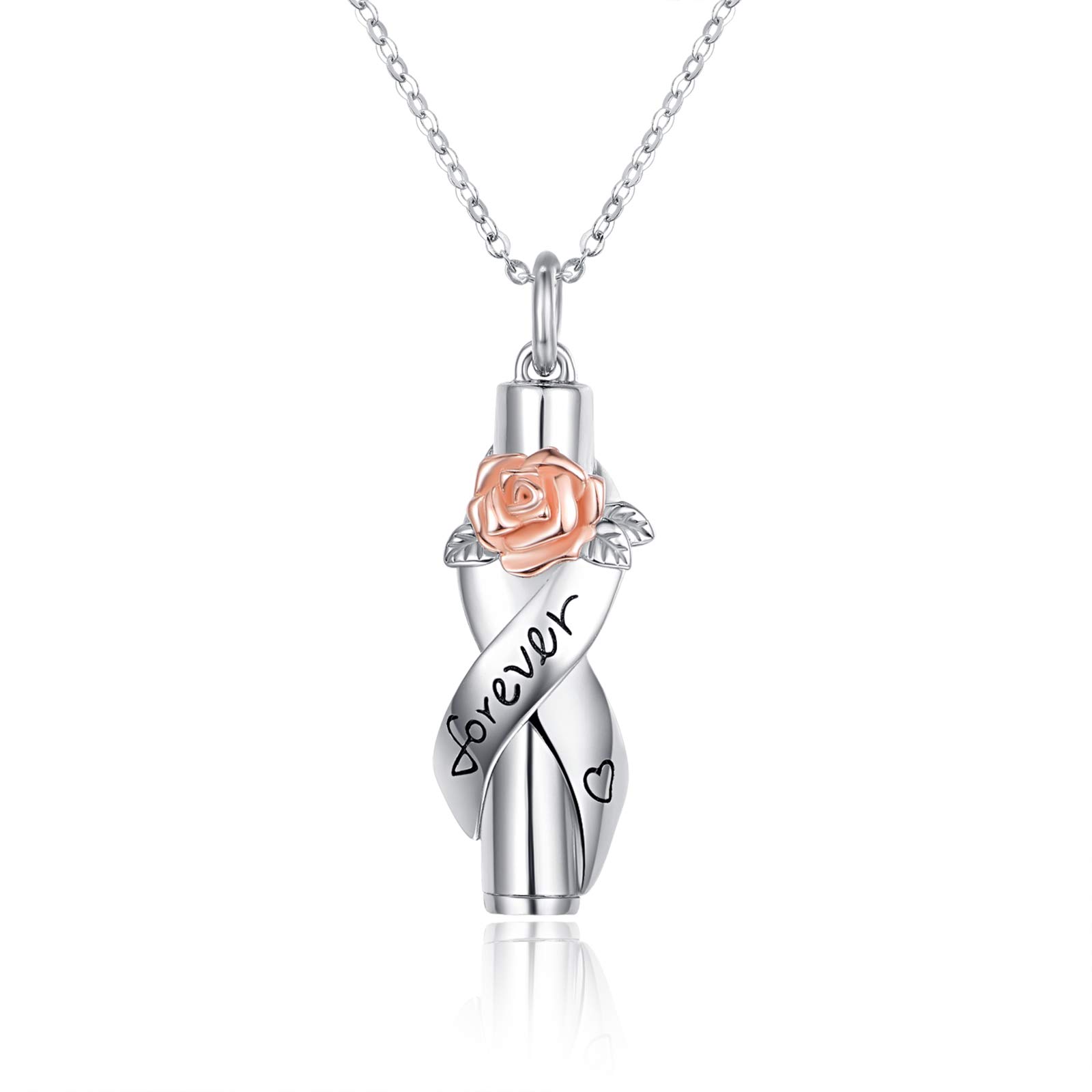 praymos Urn Necklace for Ashes Jewellery Rose Necklace for Women Cremation Keepsakes for Ashes Memorial Engraved Jewellery