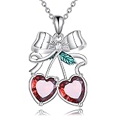 JBAERD Sterling Silver Pineapple/Cherry Necklace Fruit Pendant Necklace Cute Fruit Jewelry Gift for Women