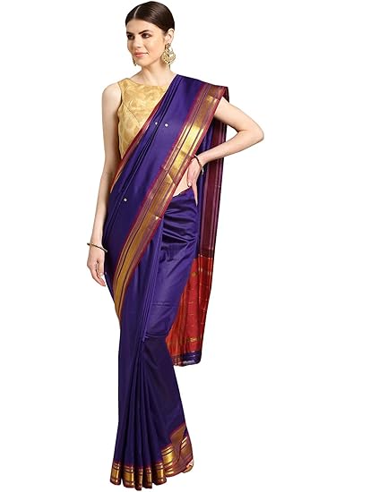 Womens Silk Blend Purple Woven Design Saree