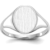 JewelryWeb 14k White Gold Polished Solid Back Signet Ring Size 6 Ring for Women