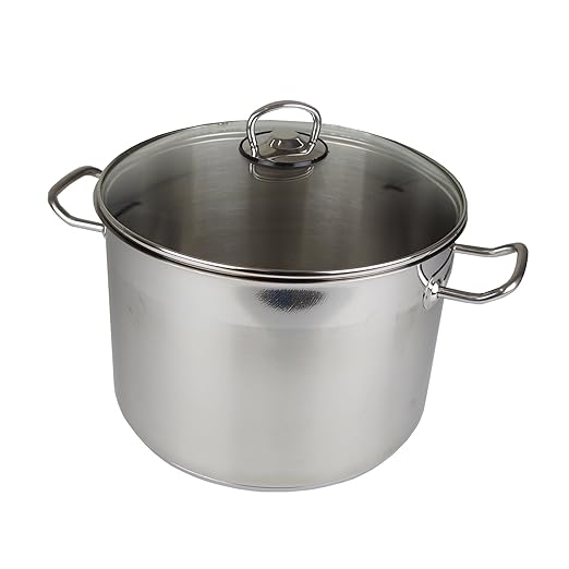 Universaltopf 10L Kochtopf mit Glasdeckel aus Edelstahl Suppentopf Edelstahltopf