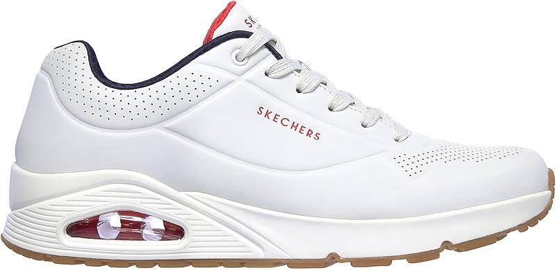 Uno Stand On Air, Scarpe da ginnastica Uomo, White Durabuck Navy Red Trim, 44 EU