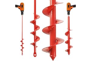 MAXCCINO Auger Drill Bit for Planting Set of 2, Garden Ground Earth Spiral Drill Bit for 3/8" Hex Drive Drill, for Post Hole Digger Bulb Bedding Digging Plant Rapid Planter