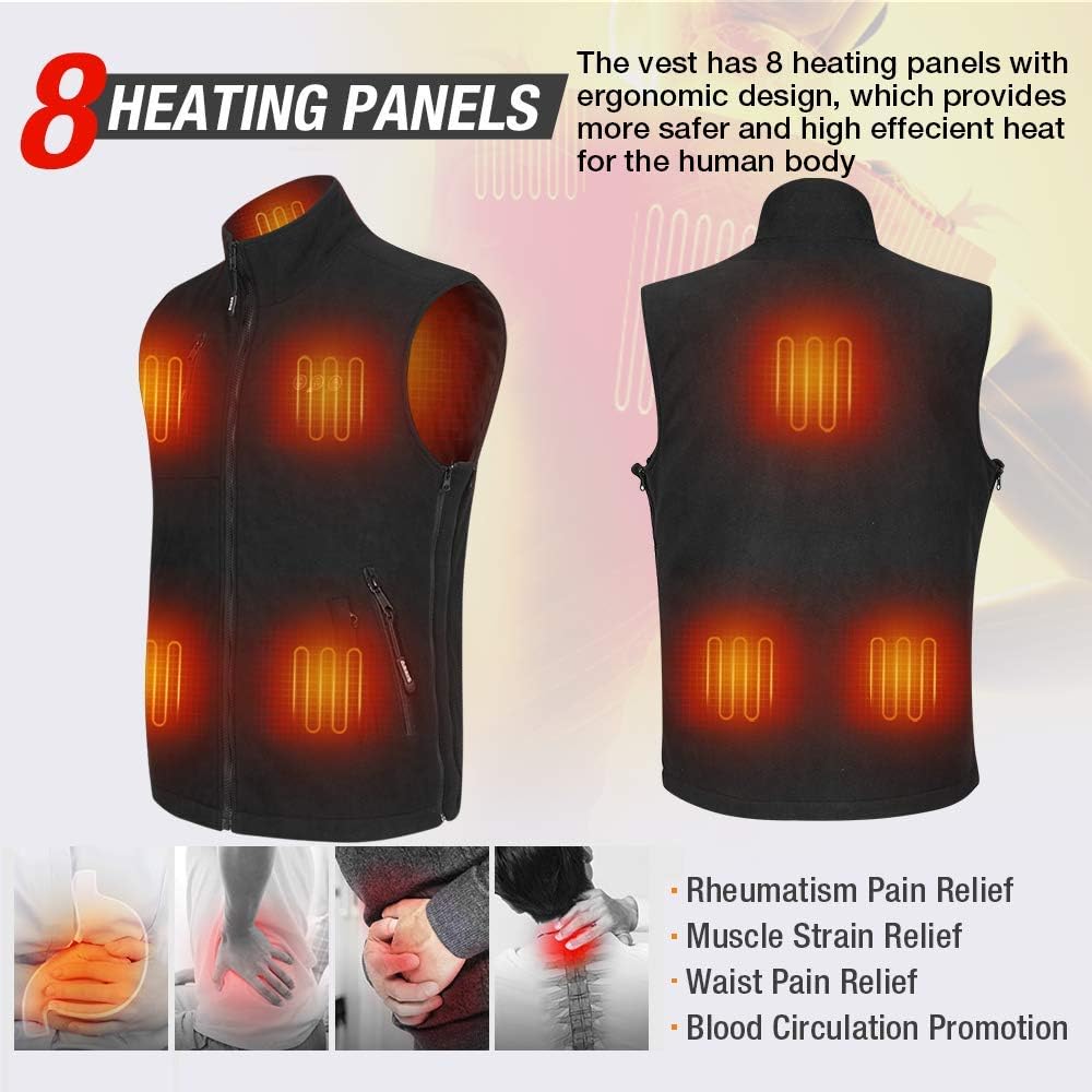 ARRIS Heated Vest for Men, 7.4V Electric Size Adjustable Heating Vest for Hunting, Camping, Fish Suitable for Men and Women Gray: Clothing