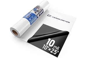 CRAWLDRYER Crawl Space Vapor Barrier - 10 mil (10' x 25'), Thick Plastic sheeting, Drop Cloth Moisture Barrier Covering for Crawl Space Encapsulation, Heavy Duty Polyethylene Film, Black and White Panda Film