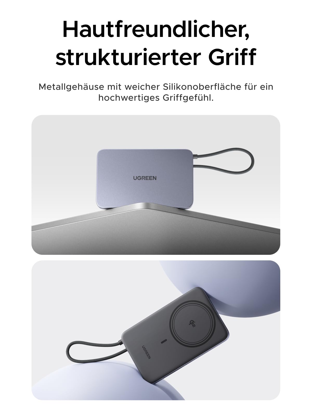 UGREEN MagFlow Air Ultra Slim Powerbank Magsafe 10000mAh Qi2 15W, (Grau) 6