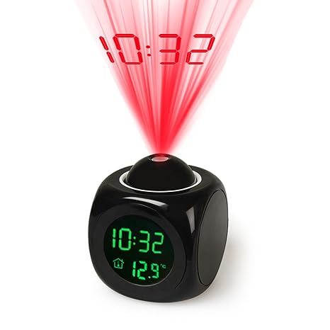 Amazon Com Bst Alarm Clock Led Wall Ceiling Projection Lcd