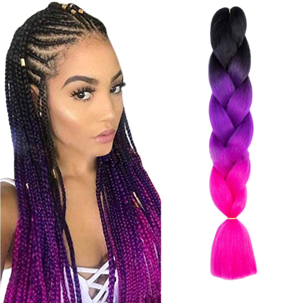 prinfantasy Purple Braiding Hair Extensions Pre Stretched for 24" Yaki Straight Braiding Hair Synthetic Kanekalon Fiber Hot Water Braiding Hair Extension,GBBZ100