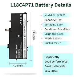 DMKAOLLK 51Wh L18C4P71 L18M4P72 Battery Replacement