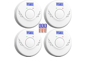 UINGARM Smoke and Carbon Monoxide Detector, Battery Operated Fire Alarm with LCD Display & Test/Reset Button, Portable Photoelectric CO Smoke Detector Combo for Home, Apartment, RV & Travel (4 Pack)