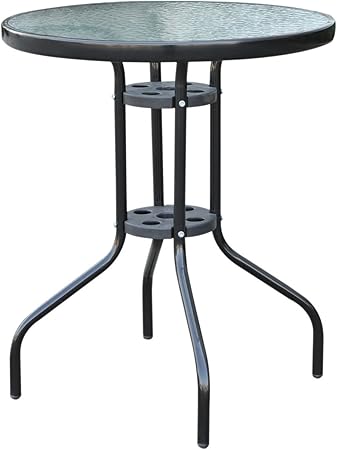 Outsunny Gartentisch Balkontisch Bistrotisch Glastisch Beistelltisch Metall Sicherheitsglas 60xh70cm Amazon De Garten