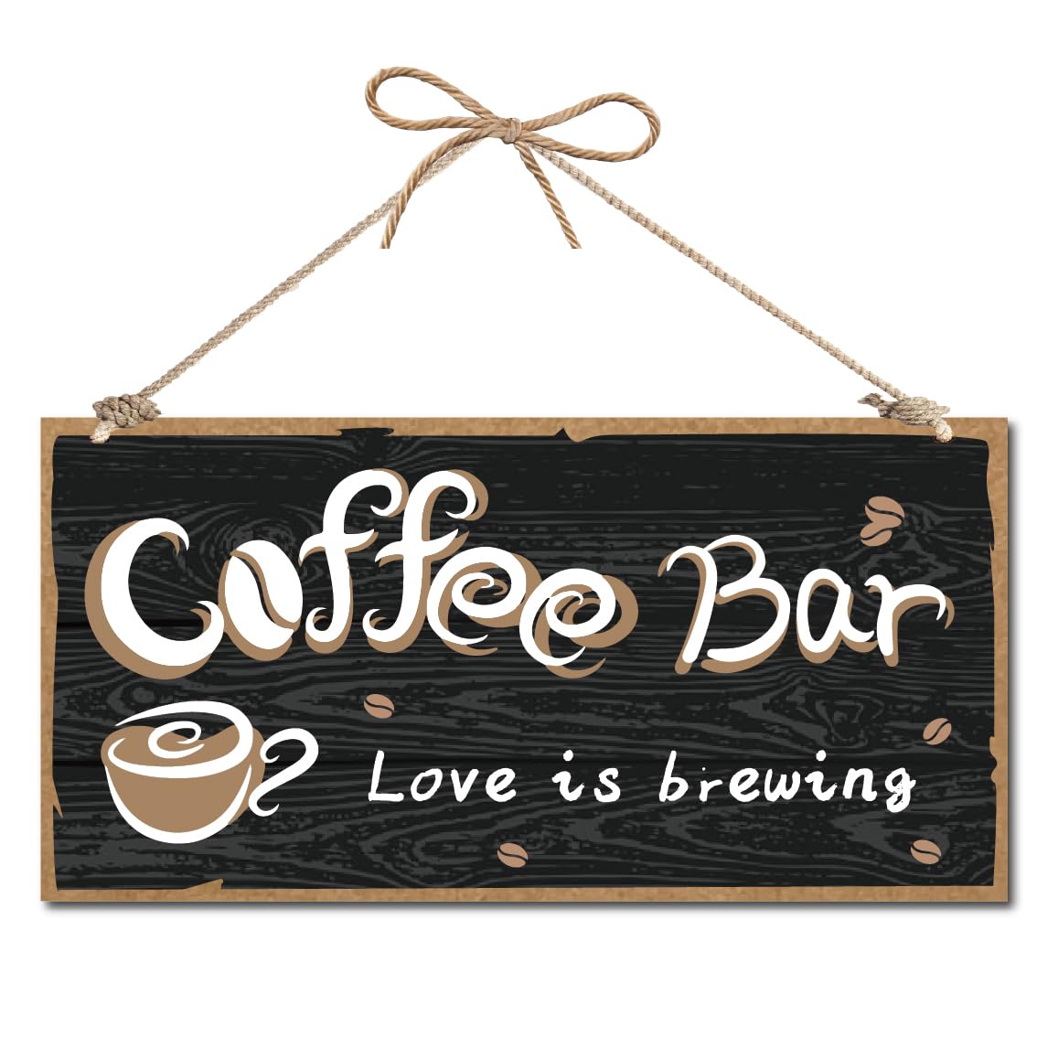 CREATCABIN CRATACBIN Coffee Bar Decor Wood Sign Home Decorative Wood Sign Plaque Hanging Wall Art Board Door Plaque Rustic Vintage Kitchen Decoration for Coffee Shop Corner 12x6 Inch Love Is Brewing