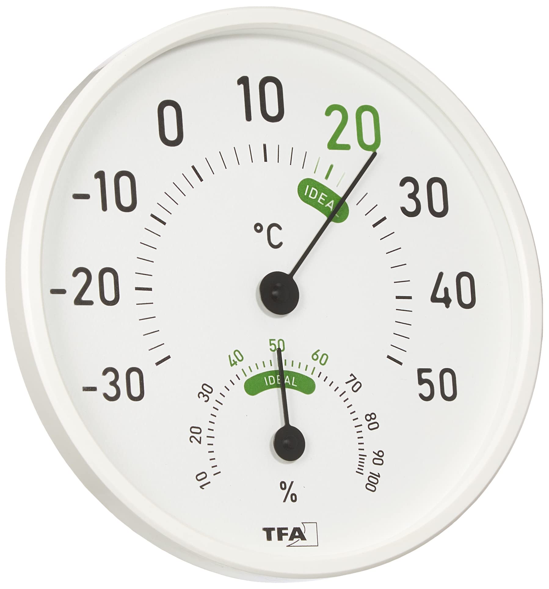TFA Dostmann 45.2045.02 Analogue Thermo-Hygrometer for Indoor and Outdoor Use with Coloured Comfort Zones White