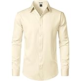 ZEROYAA Men's Wrinkle Free Long Sleeve Dress Shirt Business Casual Modern Slim Fit Button Down Shirts for Wedding and Office