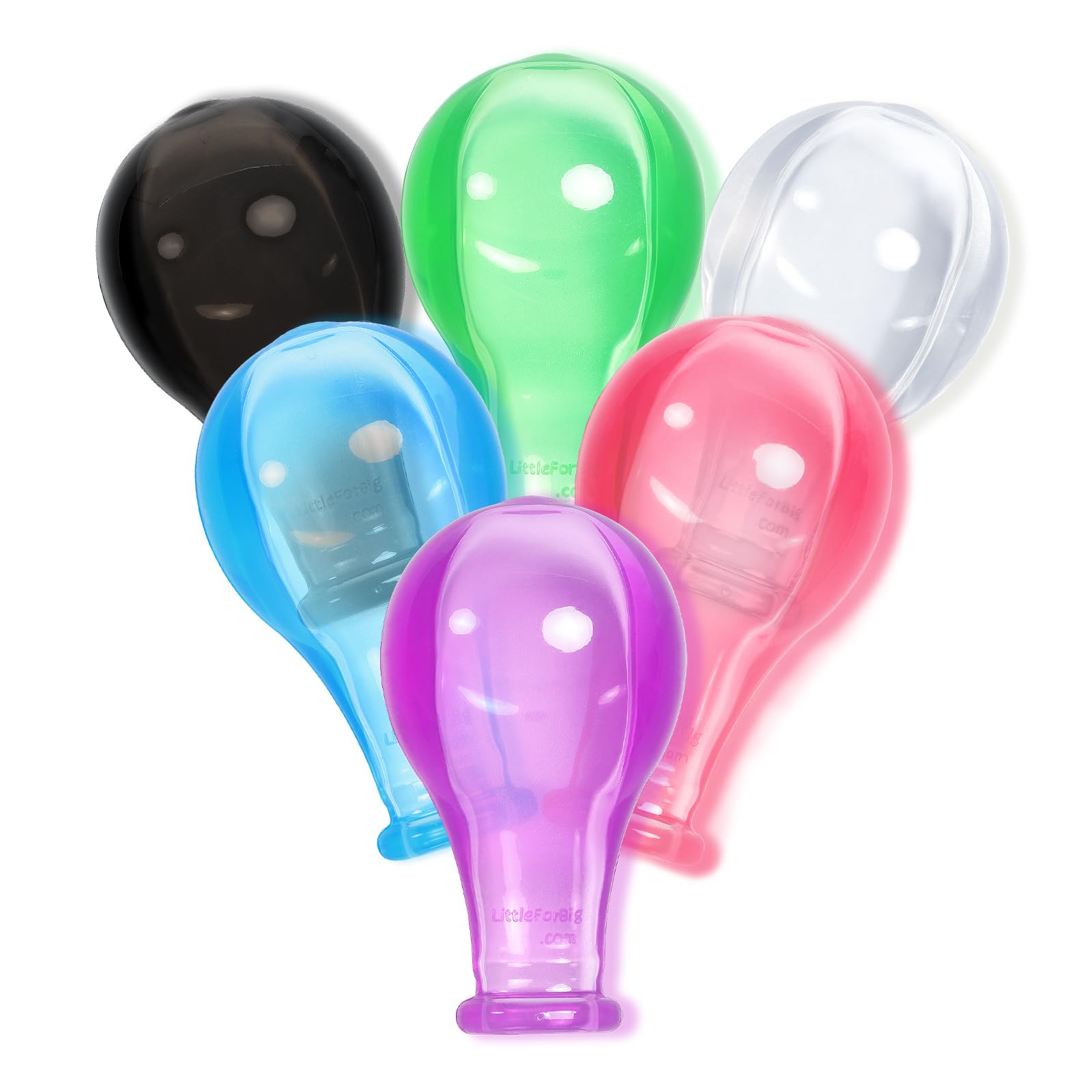 LittleForBig Adult Extra Large Candy Gloss Colorful Transparent Pacifier Nipples - Outsize Replacement Big Teat 6-Pack Value