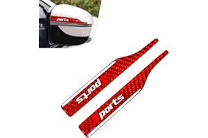 Hugwits 2 PCS Car Rearview Mirror Protective Film, 5.12" x 0.59" Carbon Fiber Knife-Shaped Sports Style Anti-Collision Strip, Universal Anti Scratch Rear View Mirror Trim for Most Cars (Red)