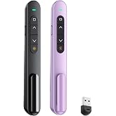 QUI 2 Pack Wireless Presenter Remote, USB, Black Purple | 2.4GHz RF Presentation Clicker with Hyperlink Volume Control, USB Presentation Remote for Mac, Laptop, Google Slides