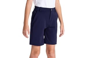 DEVOROPA Youth Boys Golf Shorts Stretch School Uniform Clothes Kids Flat Front Dress Chino Hybrid Twill Casual Shorts Pockets