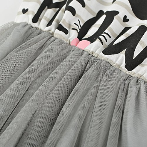 Cellicigal Baby Girl Toddler Outfits One Piece Sets Letter Printed Lovely Cat Summer Sleeveless Tutu Dresses (3T-4T, Grey)