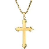 VA JENT Cross Pendant Necklace for Men 925 Sterling Silver/Copper Jesus Christ Pendant with Stainless Steel Square Rolo Chain 23Inch