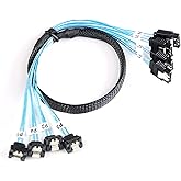 ADCAUDX SATA-III Cable:0.5M, 4Pcs/Set-SATA Cable 90-Degree Right-Angle SATA-Data Cable SAS/SATA-6Gbps Cable for Server-Raid C