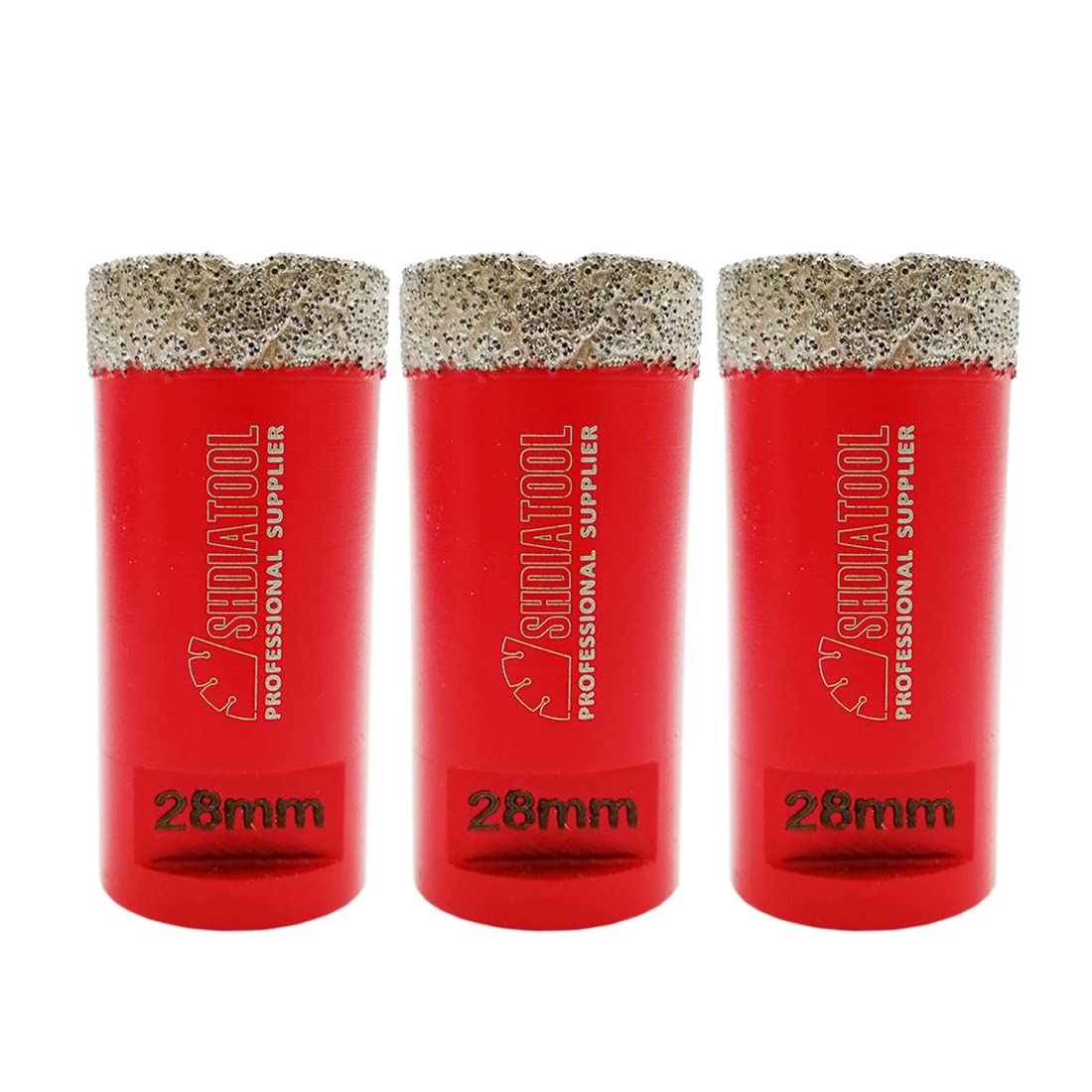 SHDIATOOL Diamond Core Drill Bit,Hole Saw Diameter 28mm 1-1/8" M14 Thread Vacuum Brazed for Concrete Granite Marble Porcelain Tile Masonry Brick,3PCS