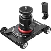 NEEWER Camera Slider Dolly with Ball Head &amp; Phone Clamp, 4 Wheeled, SD001 | Tabletop Dolly, Manual Skater, 360&deg; Panorama, Compatible with DSLR Camera Video Camcorder GoPro iPhone Android Smartphone