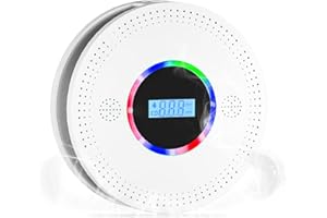 SHYEEH Smoke and Carbon Monoxide Detector, Combination Smoke Alarm and Carbon Monoxide Detector Battery Powered, CO Detector with Sensitive Sensor, LCD Display and Sound Warning