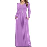 VIISHOW Women's Long Sleeve Loose Plain Maxi Dresses Casual Long Dresses with Pockets