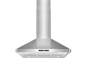 COSMO COS-63ISS90 Island Range Hood with 3-Speed Fan, 380 CFM, Permanent Filters, LED Lights, Soft Touch Controls, Ducted Kitchen Vent Hood Extractor, 36 inch, Stainless Steel