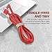 FOXSUN iPhone Charger Cable 6FT Lightning Cable Right Angle 90 Degree Apple MFi Certified Nylon Braided Apple Charging Cord Compatible with iPhone 11 Xs Max X XR 8 7 6s 6 Plus SE 5 5s, iPad, iPod-Red